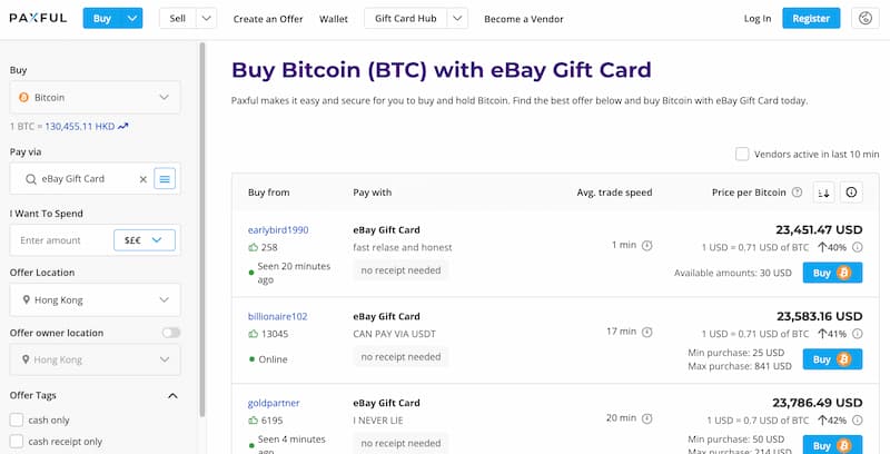 Buy Crypto With eBay Gift Card on Paxful